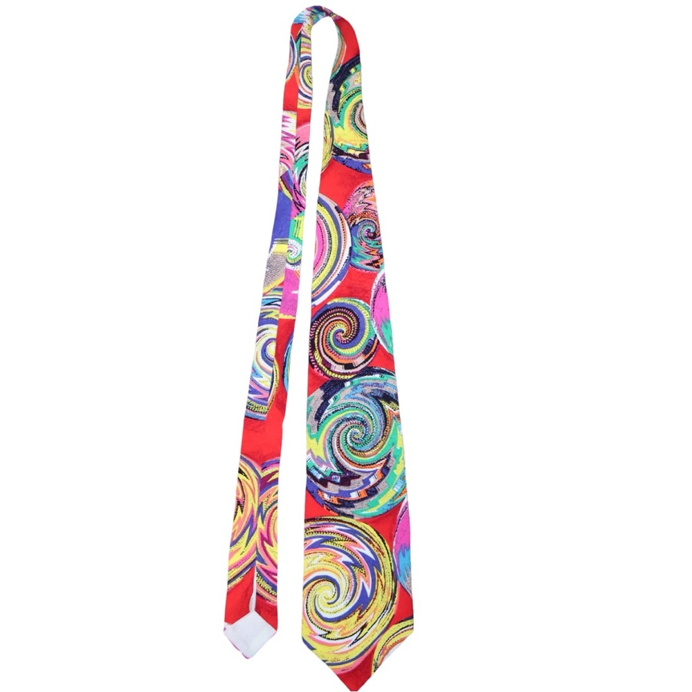Vintage 90s Jam’s World vibrant 100%‎ rayon necktie. 55x4.